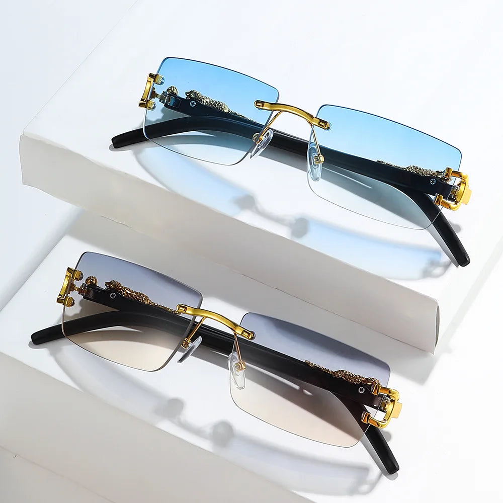 The Safari — Cheetah Rimless Sunglasses
