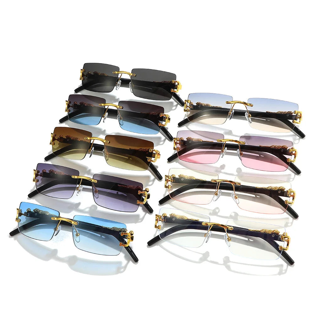 The Safari — Cheetah Rimless Sunglasses